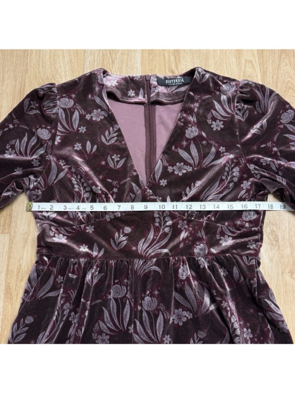 DISTURBIA VELOUR JUMPSUIT SNAKE FOIL FLORAL PRINT SIZE 8 WHIMSIGOTH POCKETS - Picture 8 of 12